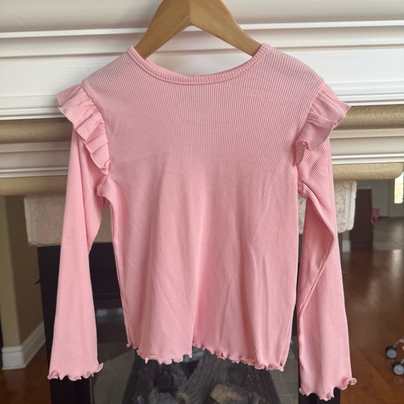 Little Me 4T Pink Ribbed Long Sleeve Ruffle Hem Shirt - Picture 1 of 6